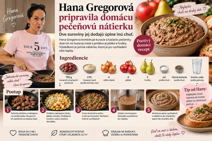 Hana Gregorová - recept na pečeňovú nátierku